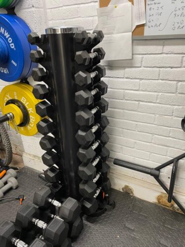 Dumbbell set and storage tower