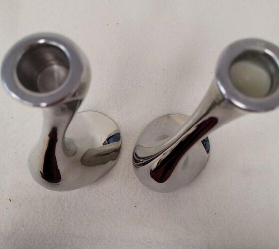 A stunning set of 2 Georg Jensen Cobra Candleholders
