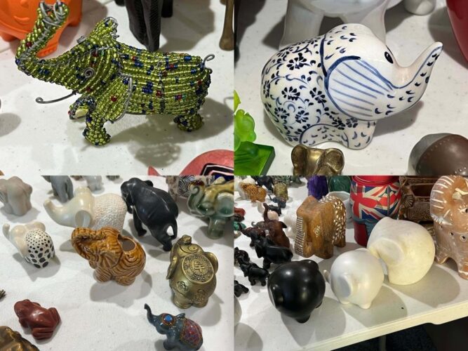 Large collection of elephant figurines
