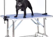 Adjustable Portable Stainless Steel Dog Grooming Table with Arm Noose and Accessories Tray