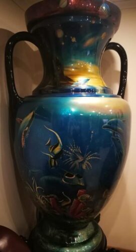 Unique Vase | Oceanic/Space view | Very Large Black Base