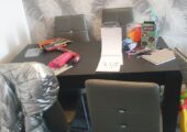 4 Seat Round Dining Table, Glass and Metal