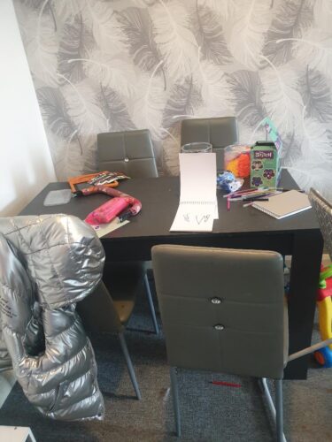 4 Seat Round Dining Table, Glass and Metal