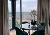 4 Seat Round Dining Table, Glass and Metal