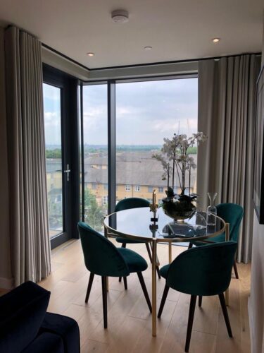 4 Seat Round Dining Table, Glass and Metal