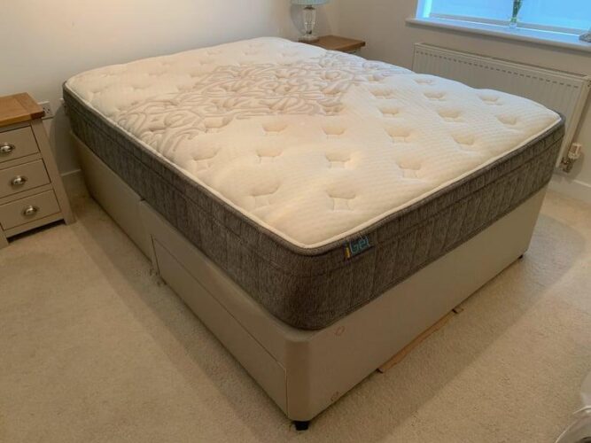 Double divan base, mattress and headboard