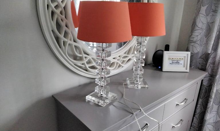 Table lamp vintage large alabaster with original shade.